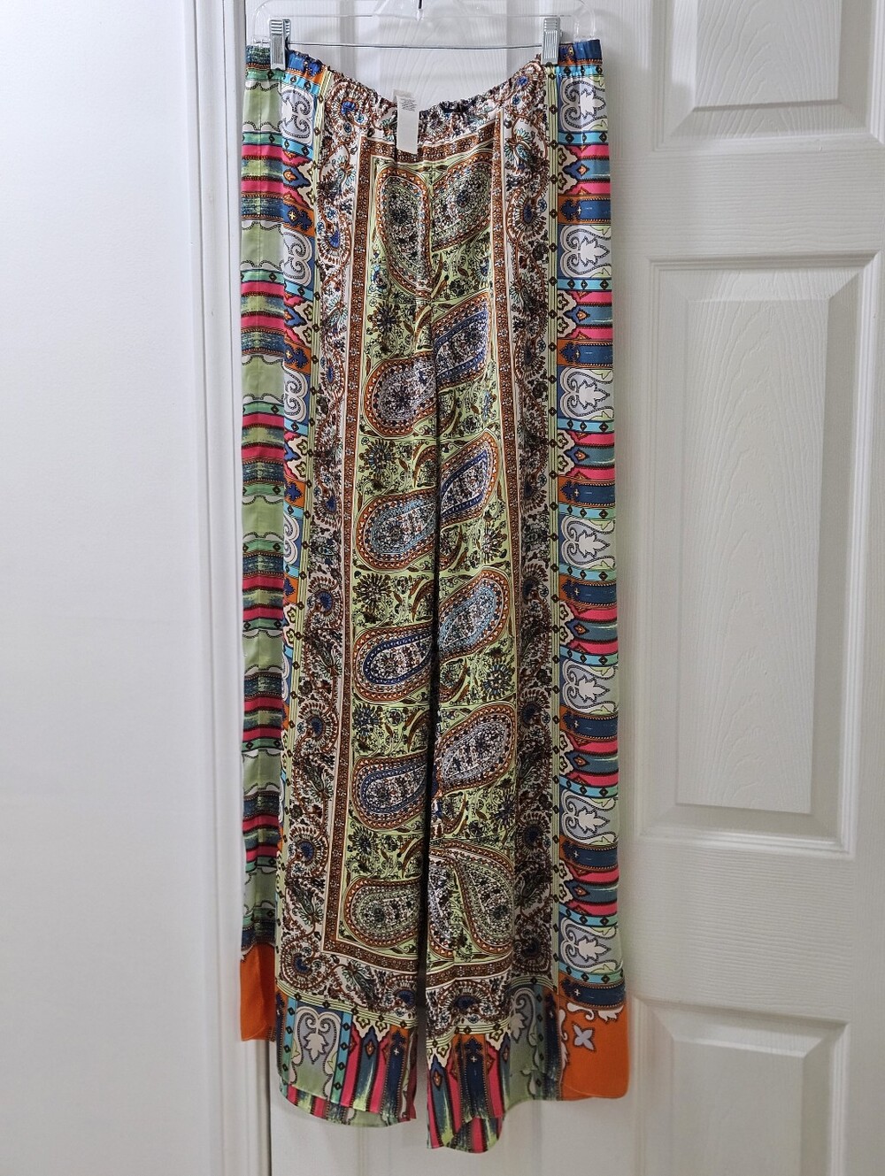 Chico's Multicolored Paisley Wide Leg Pants  with Orange Accents. 1.5